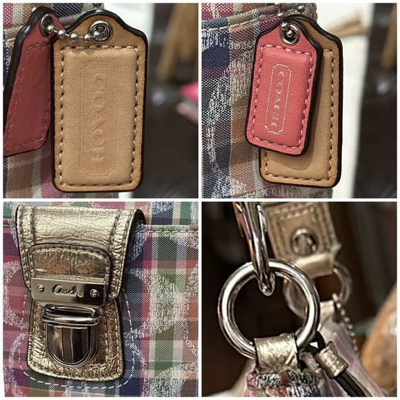 Coach Poppy Madras Signature Plaid Sequined Pink Crossbody Shoulder Bag, Vintage - Picture 8 of 16